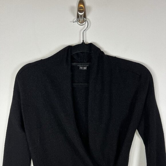 Theory V Neck Knit Sweater Merino Wool Long Sleeve Wool Fitted Petite Black Zip - Picture 5 of 10